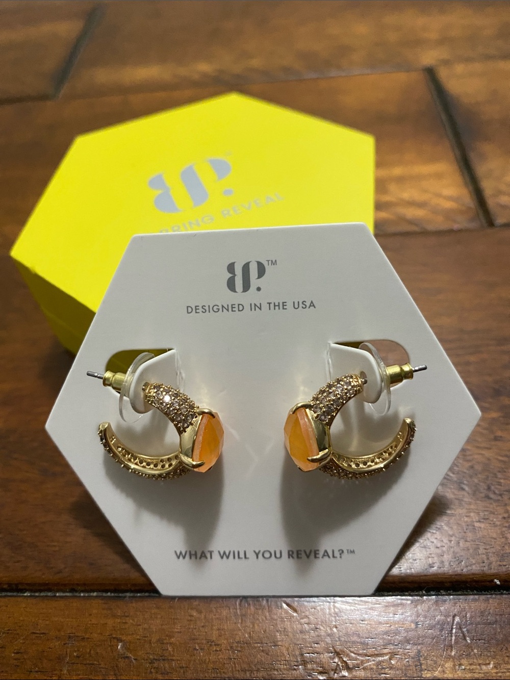 Bomb Party OG Originals Earrings - Bright Peach Morganite - Gold Plating